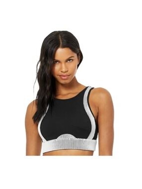 Alo Yoga Electric Sports Bra Black White